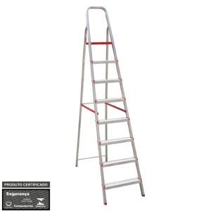 Escada De Alumínio Tesoura Botafogo Lar & Lazer 8 Degraus